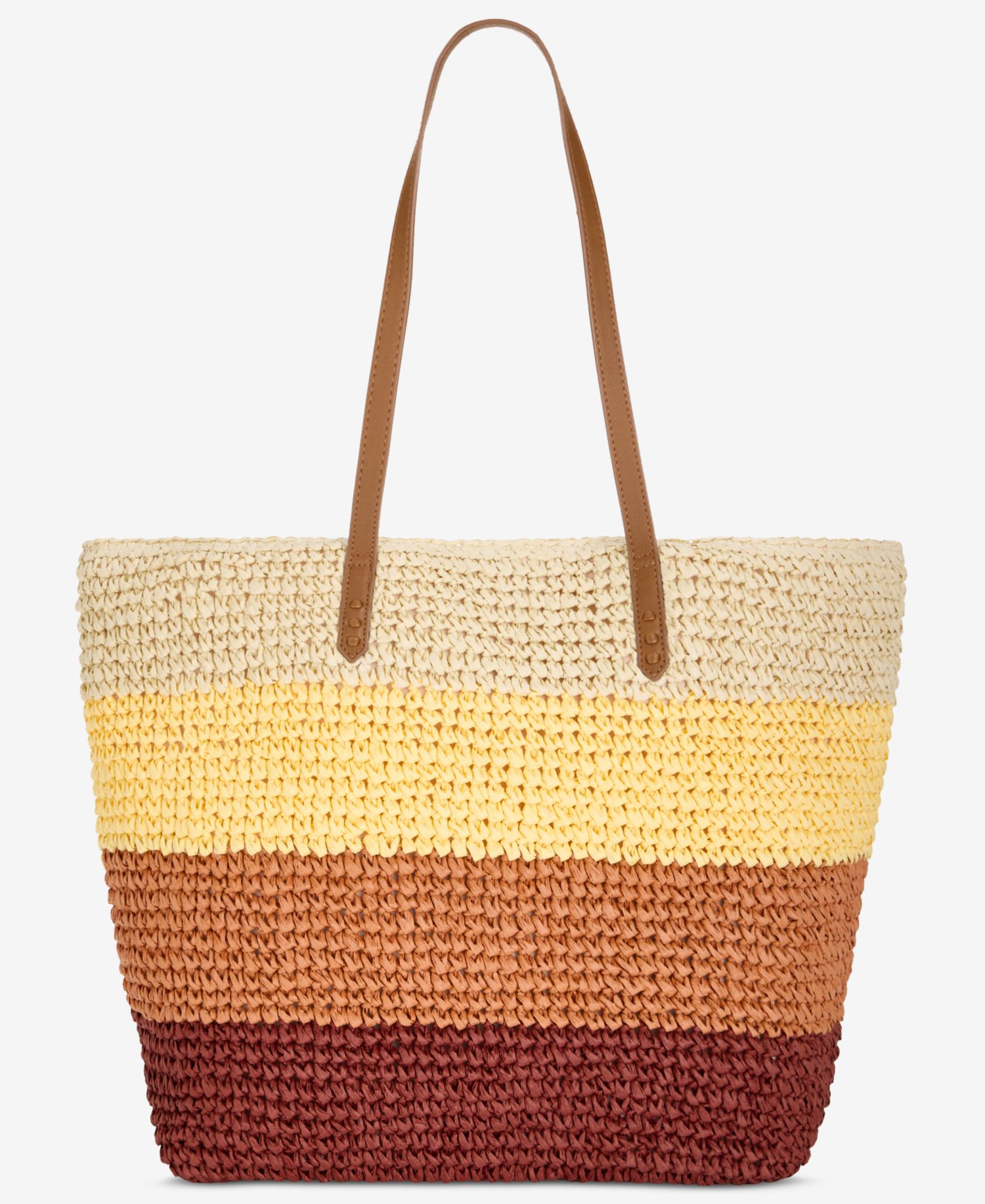Ombr&eacute; Striped Straw Slouchy Tote Bag