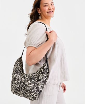 Marbled Straw Hobo Bag