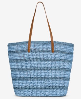 Ombr&eacute; Striped Straw Slouchy Tote Bag