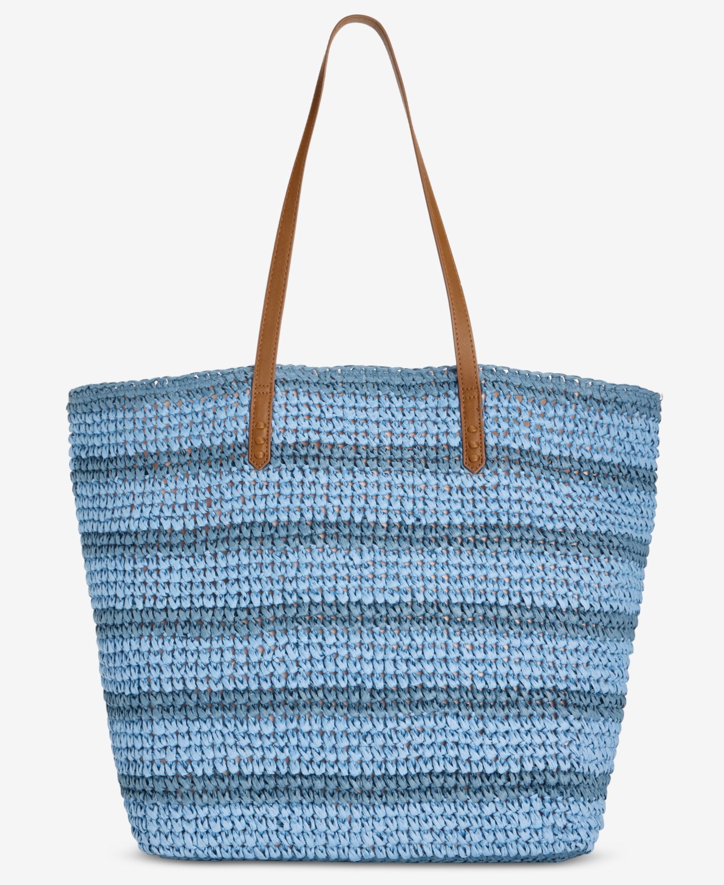 Женская сумка Style & Co Ombré Striped Straw Slouchy, цвет: Холодный синий полосатый — фото 3