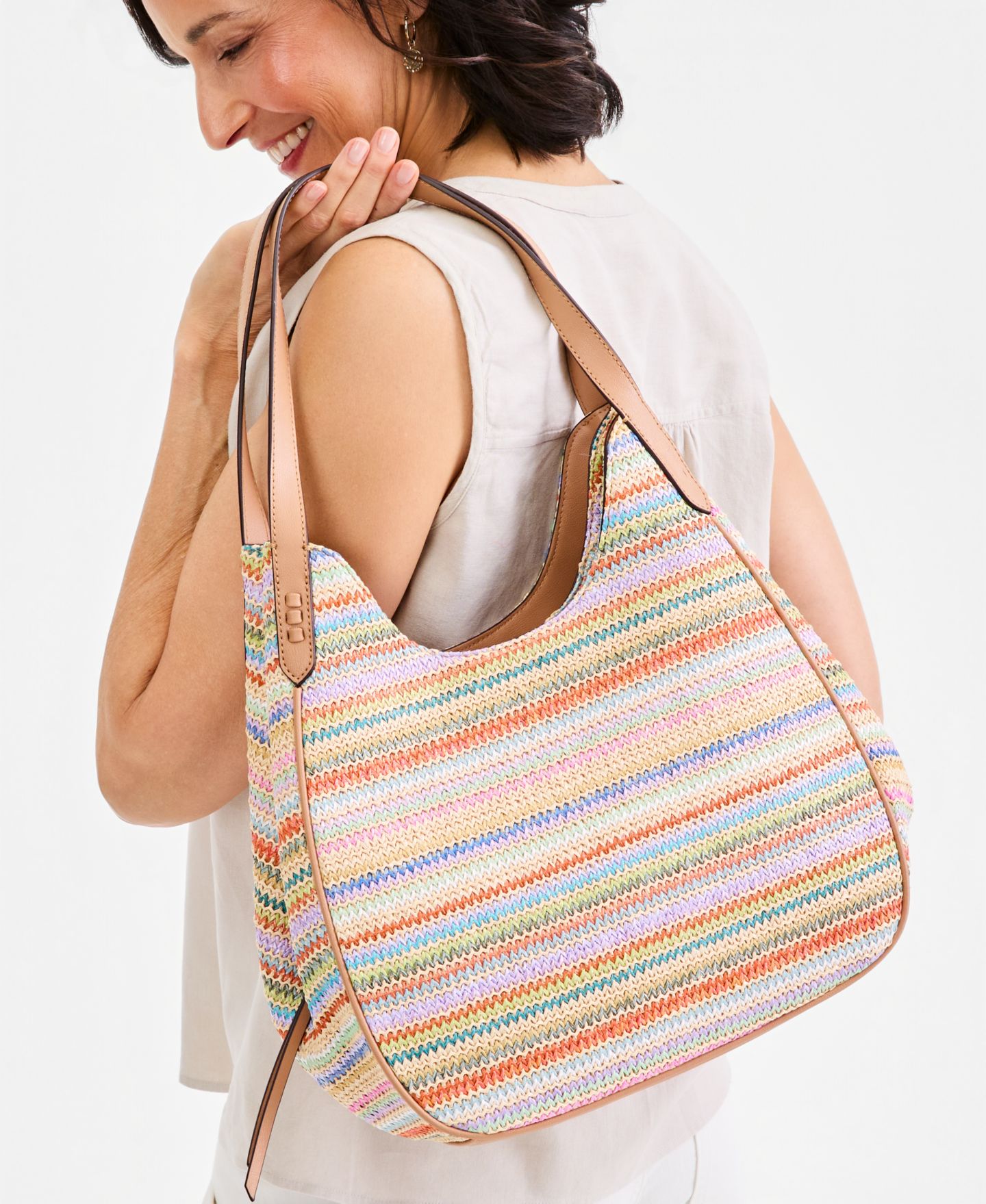 Женская сумка Style & Co Classic Straw 4-Poster Tote, цвет: Разноцветный — фото 5