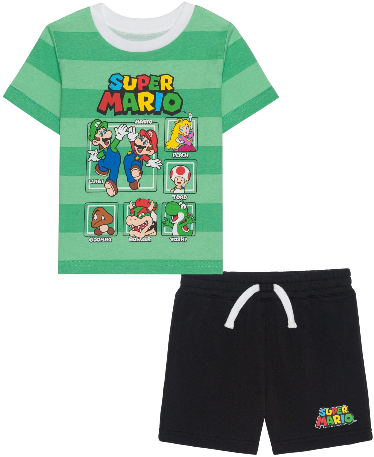 Детские Mario Bros. Boys' Toddler 2T-5T Super Mario & Friends T-Shirt & Shorts, 2-Piece Set — фото 1