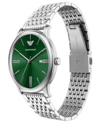 Men's Quartz Three-Hand Silver Stainless Steel Watch, 42mm