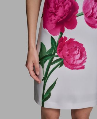 Women's Sleeveless Peony Floral Scoop Neck Sheath Dress