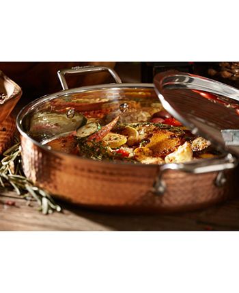 Lagostina Stainless Steel 4-Qt. Dutch Oven with Hammered Copper Lid - Macy's