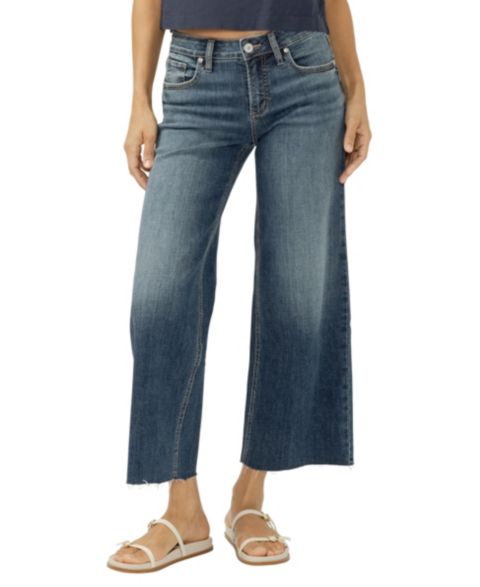 Женские джинсы Silver Jeans Co. Suki Mid-Rise Wide-Leg Americana Luxe Stretch, цвет: Mix Tape