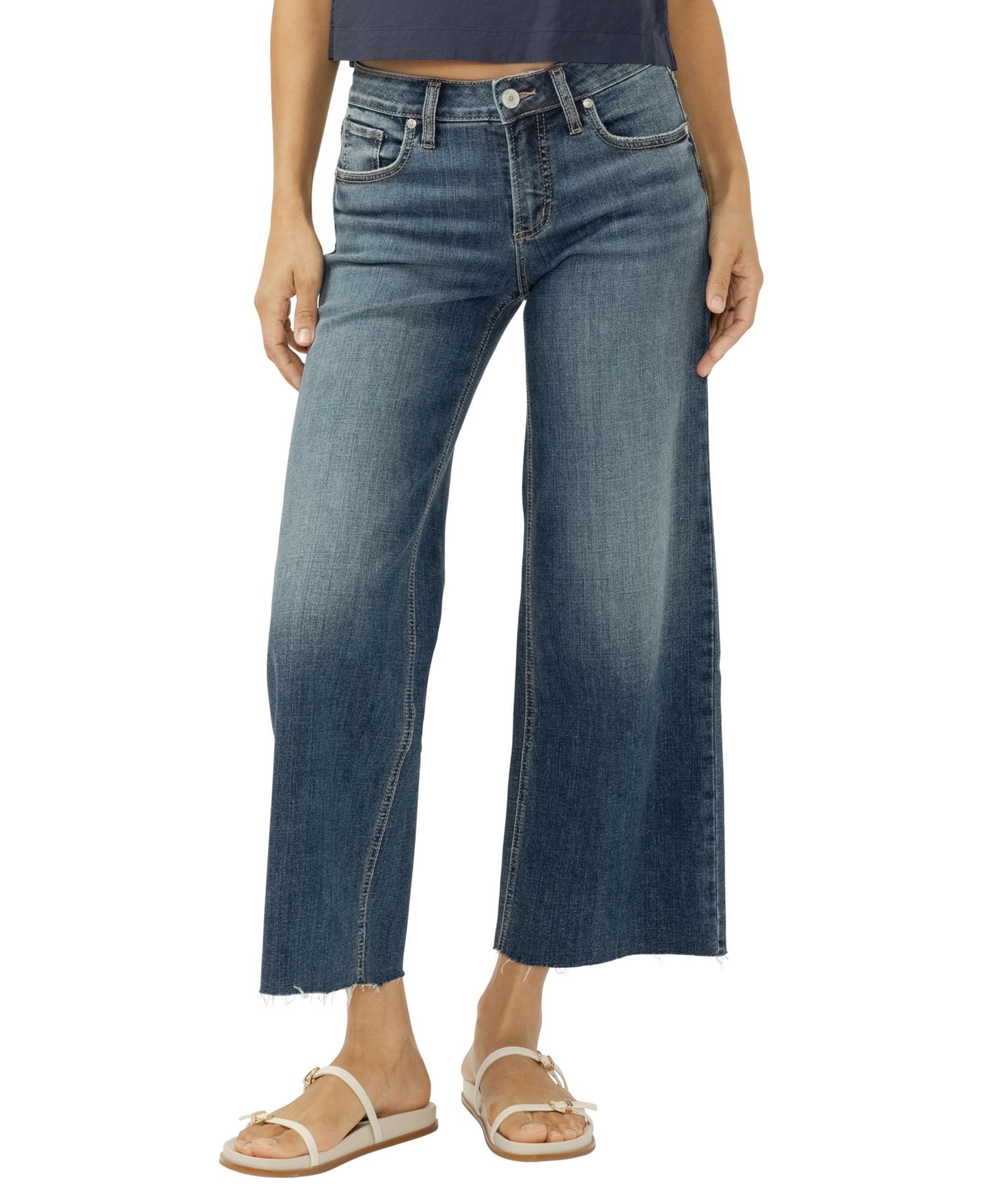 Women's Suki Mid-Rise Wide-Leg Americana Luxe Stretch Jeans