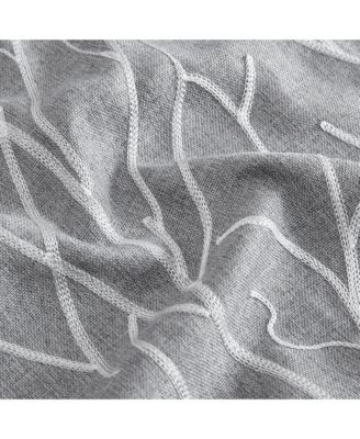 Sterling Branch Motif Embroidered Blackout Window Curtain Panel, Set of 2