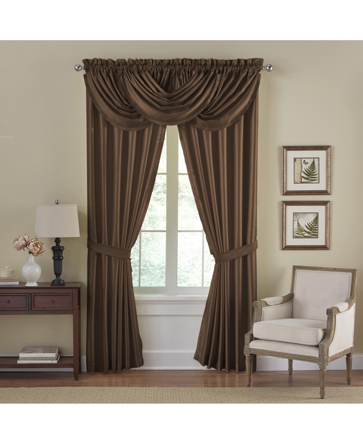 Elrene Home Fashions Versailles Faux Silk Waterfall Window Valance