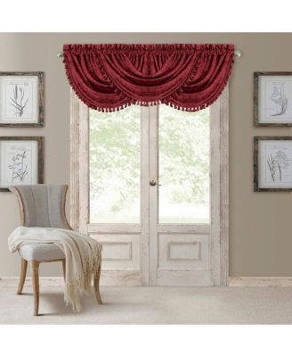 Antonia Damask Print Waterfall Tassel Window Valance