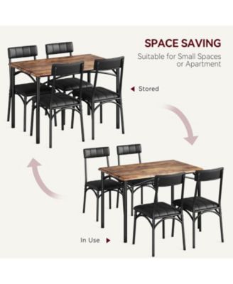 “5 Piece Dining Set for 4 with Rectangular Table & Upholstered Chairs for Kitchen or Apartment”