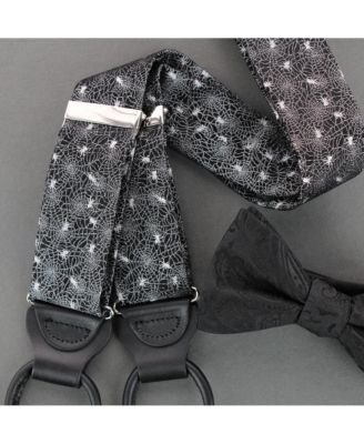 Men's Venom Spider Web Motif Novelty Silk Button End Suspenders