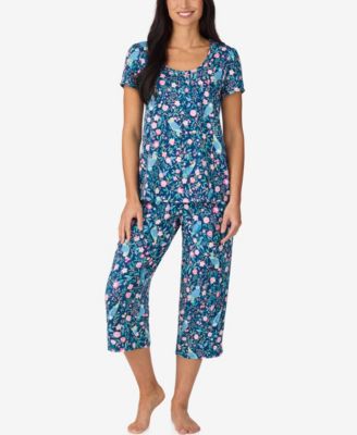 Women's Short-Sleeve Top & Cropped Pants, 2-Piece Pajama Set