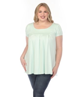 Plus Size Cap-Sleeve Pleated Top