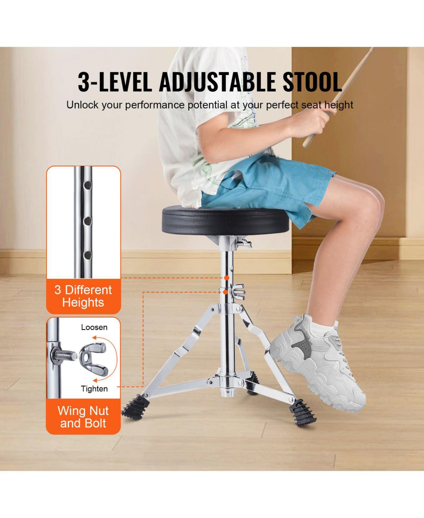 Детские игрушки SUGIFT Kids Beginner 3-Piece Drum Set, Ages 6-13, цвет: Синий — фото 11