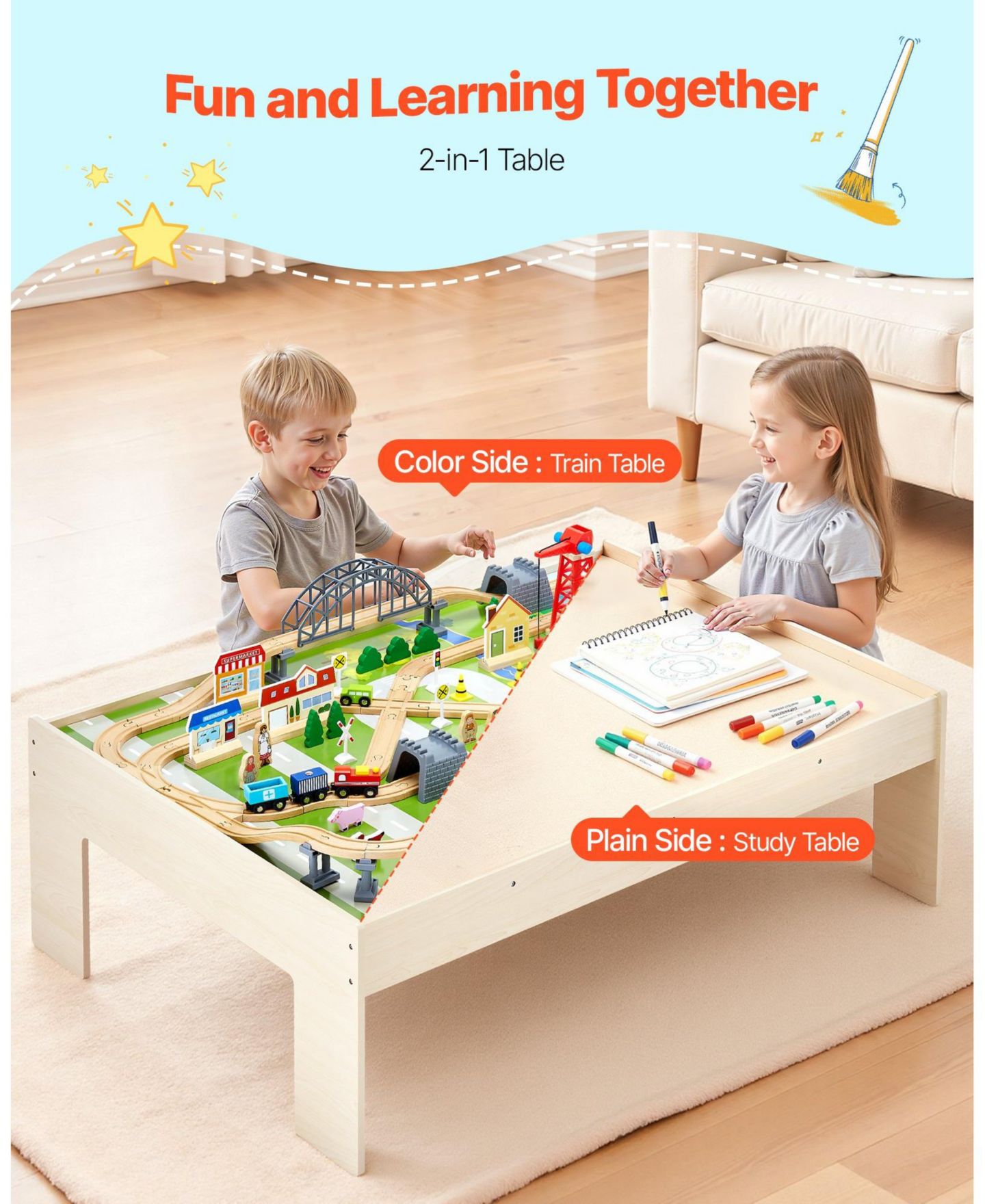 Детские фигурки SUGIFT 120-Piece Train Table with Collapsible Bin & 3-in-1 Design, цвет: Зелёный — фото 8