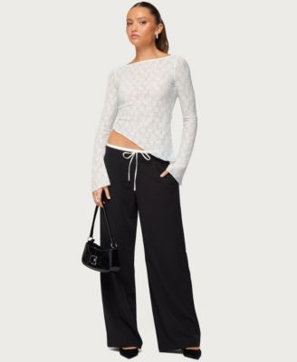 Women's Mare Asymmetric Gem Sheer Lace Top