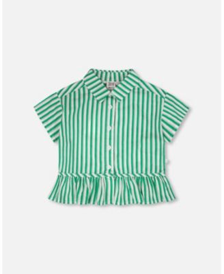 Toddler Girls Short Sleeve Striped Button Down Shirt