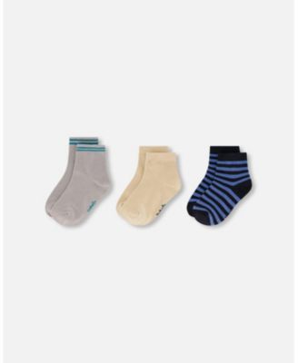 Boy Socks (3 Pairs) Set Striped Blue and Black - Toddler|Child