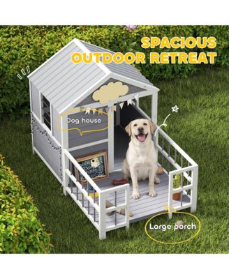 Dog House Outdoor, 61"L Wooden Dog Shelter with Porch
