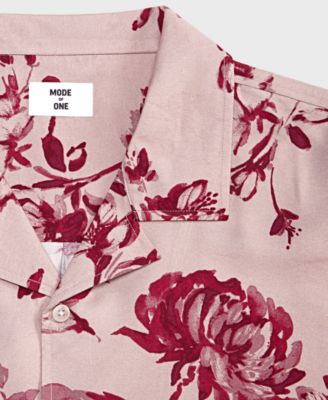 Men's Botanical-Print Relaxed Camp Shirt