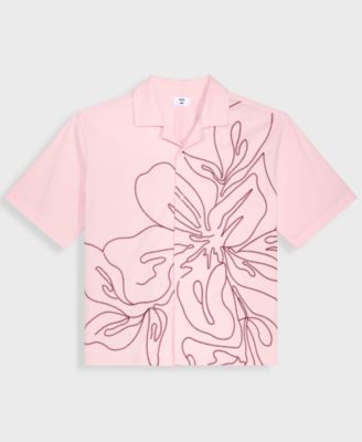 Men's Cotton-Blend Printed Relaxed Camp Shirt