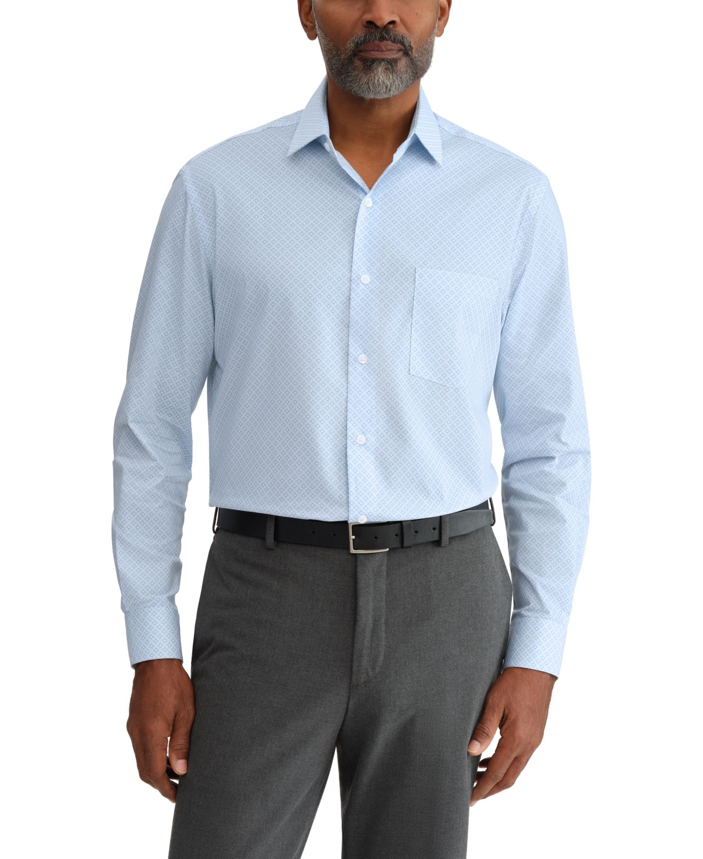 Мужская рубашка Van Heusen Everyday Defense, Regular Fit Dress Shirt, цвет: Синий — фото 1