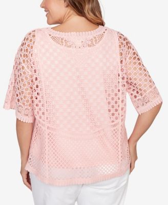 Plus Size Chemical Lace Pullover Sweater