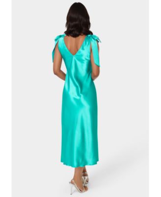 Women's Bow Strap Satin Midi Dress