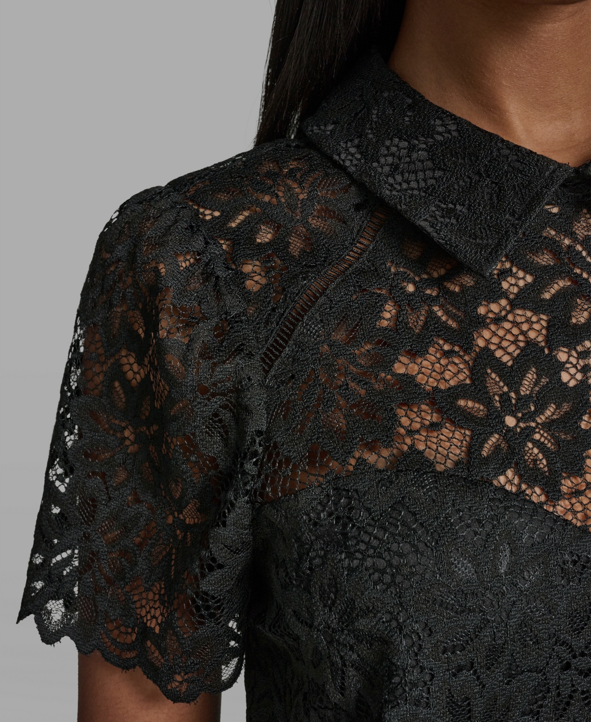 Karl Lagerfeld Paris Women's Short-Sleeve Woven Blouse