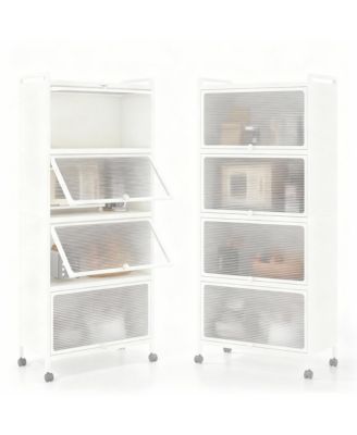 5-Tier Rolling Kitchen Storage Cabinet with Flip Doors and Casters