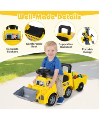 Kids Digger Ride on Truck with Shovel and Under-Seat Compartment