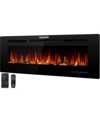 50" Electric Fireplace Heater with LED Flame, Smart Wi-Fi, Remote & Thermostat, 13 Color Modes, Wall or Recessed Mount