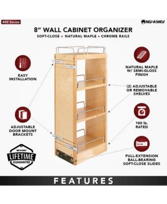 8" Pullout Kitchen Wall Cabinet Organizer Soft-close, 448-BBSCWC-8C