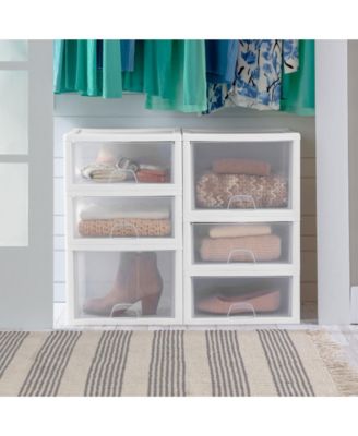 27 Quart Stacking Storage Drawer, Stackable Plastic Bin Drawer, 4 Pack