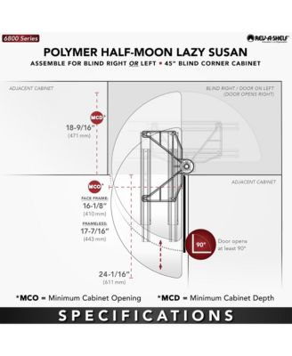33" Lazy Susan Half-Moon Polymer Two-Tier Blind Cabinet 6882-33-11-570