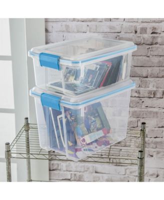 12 Qt Plastic Storage Bin Container Clear Gasket Sealed Box, (6 Pack)