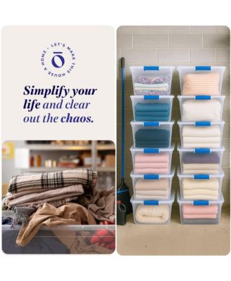 31 Quart Heavy Duty Clear Plastic Stackable Storage Containers, 12 Pack