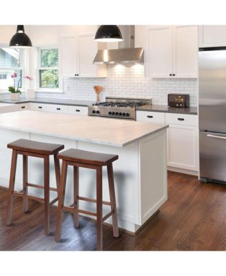 Classic Saddle Seat 29" Tall Kitchen Counter Stools, Walnut (Set of 4)