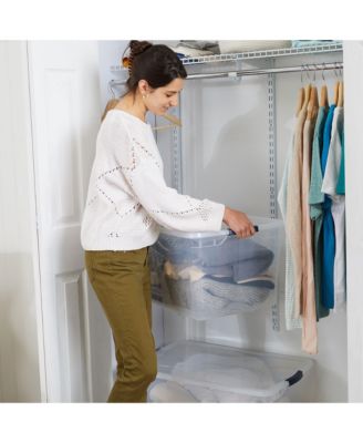 Cleverstore 95 Quart Clear Plastic Storage Container & Lid, (4 Pack