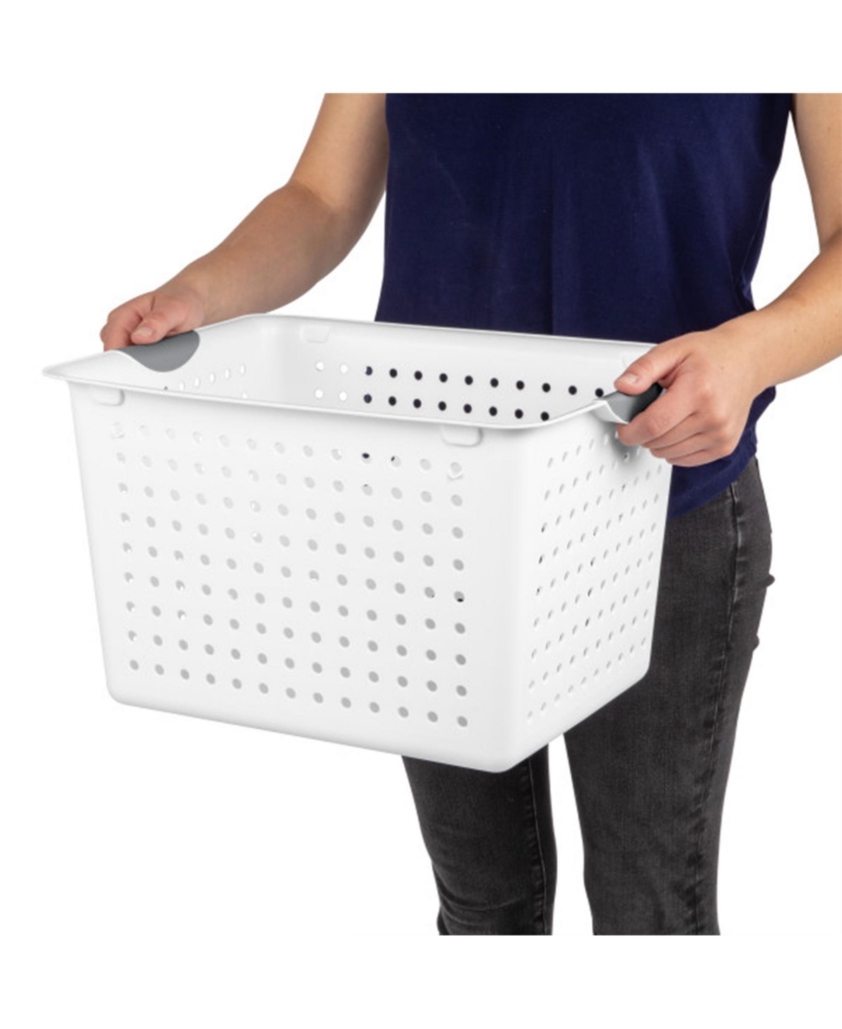 Sterilite Deep Ultra Nesting Plastic Storage Bin Basket Tote, White (12 Pack)