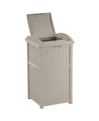30-33 Gallon Deck Patio Resin Garbage Trash Can Hideaway, Taupe (2 Pack)