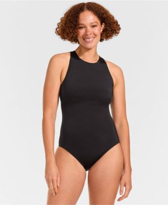 Women's Tugless High Neck Portrait Back One Piece Swimsuit