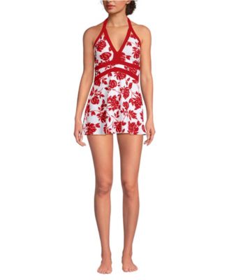 Women's V-Neck Halter Mini Swim Dress