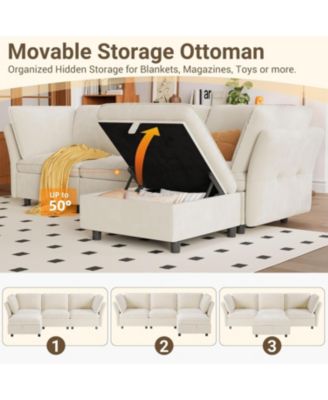 97" Sectional Couch for Living Room, Modern l-Shaped Modular Sectional Sofa, Cloud Couch with Storage Ottoman