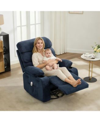 360°Swivel Rocker Recliner Chair for Adult,Massage and Heat Swivel Rocker Recliner Chair w/Adjustable Backrest and Footrest for Adult
