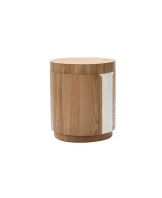 Modern MDF Wood Round Side Table with Ash Veneer, 18.5” Tall