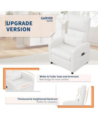 Power Recliner Chair with Massage and Heat with Massage Function with Lumbar Support, Adjustable Push Back, Wide Armrests