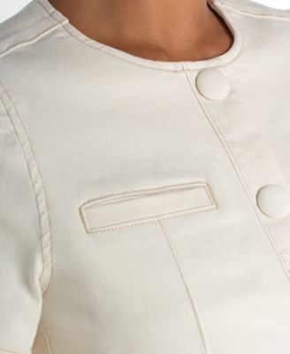 Women's Crew Neck Short-Sleeve Cropped Jacket