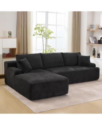 Cloud Sectional Couch 106" Modern L-Shape Corner Modular Upholstered Sofa with Loveseat Chaise Deep Seat Plush Corduroy Fabric Foam Cushions